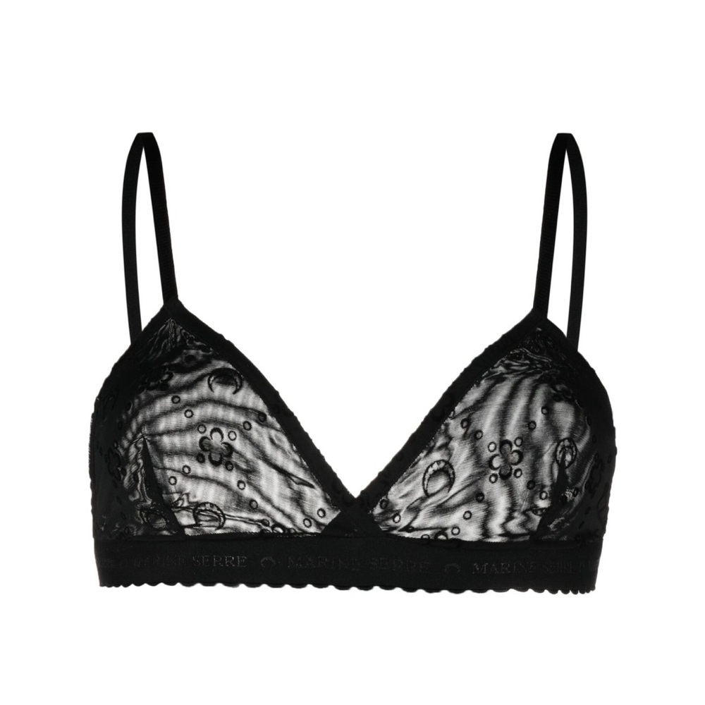 Marine Serre Logo-flocked Mesh Bra
